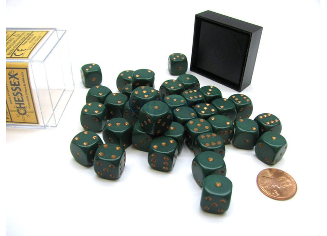 Gamers Guild AZ Chessex CHX25815 - Chessex 12mm Dusty Green / Gold Opaque Chessex