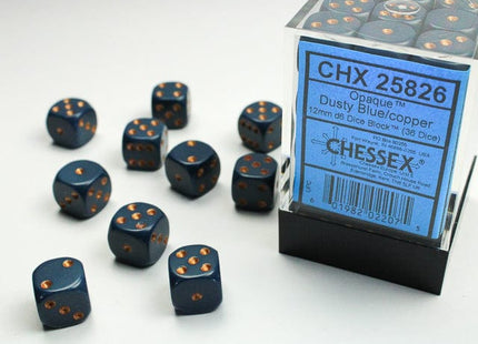 Gamers Guild AZ Chessex CHX25826 - Chessex 12mm D6 Opaque Dusty Blue/Copper Chessex