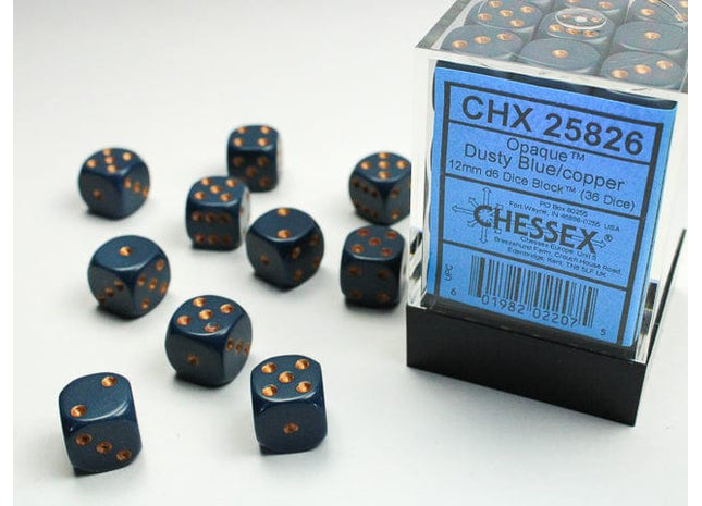 Gamers Guild AZ Chessex CHX25826 - Chessex 12mm D6 Opaque Dusty Blue/Copper Chessex