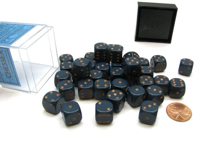Gamers Guild AZ Chessex CHX25826 - Chessex 12mm Opaque Dusty Blue/Gold Chessex