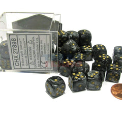 Gamers Guild AZ Chessex CHX25828 - Chessex 12mm Black / Gold Opaque Chessex