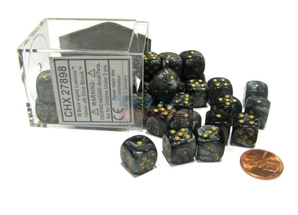 Gamers Guild AZ Chessex CHX25828 - Chessex 12mm Black / Gold Opaque Chessex