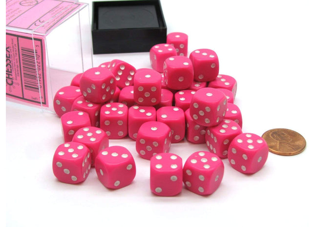 Gamers Guild AZ Chessex CHX25844 - Chessex 12mm Opaque Pink/White Chessex