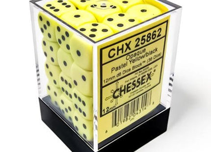 Gamers Guild AZ Chessex CHX25862: Chessex D6 Opaque Pastel Yellow/Black Dice Block ACD Distribution