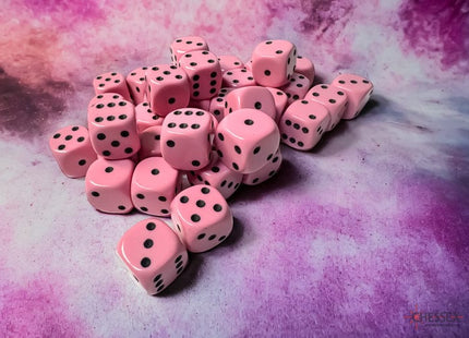 Gamers Guild AZ Chessex CHX25864 Chessex Dice: Opaque Pastel Pink/black 12mm d6 Dice Block Chessex