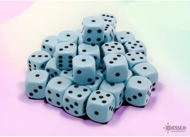 Gamers Guild AZ Chessex CHX25866 Chessex Dice: Opaque Pastel Blue/black 12mm d6 Dice Block Chessex