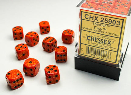 Gamers Guild AZ Chessex CHX25903 -  Chessex 12mm D6 Fire Speckled Chessex