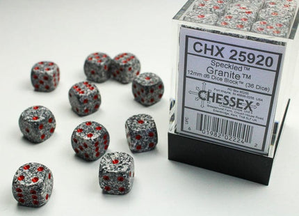 Gamers Guild AZ Chessex CHX25920 -  Chessex 12mm D6 Granite Speckled Chessex