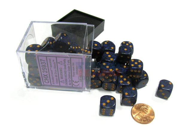 Gamers Guild AZ Chessex CHX25937 - Chessex 12mm Golden Cobalt Speckled Chessex