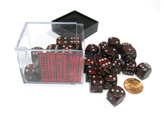 Gamers Guild AZ Chessex CHX25944 - Chessex 12mm Silver Volcano Speckled Chessex