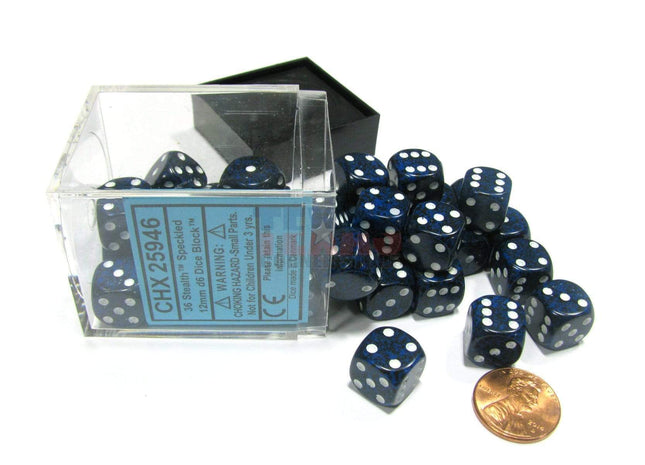 Gamers Guild AZ Chessex CHX25946 - Chessex 12mm Stealth Speckled Chessex