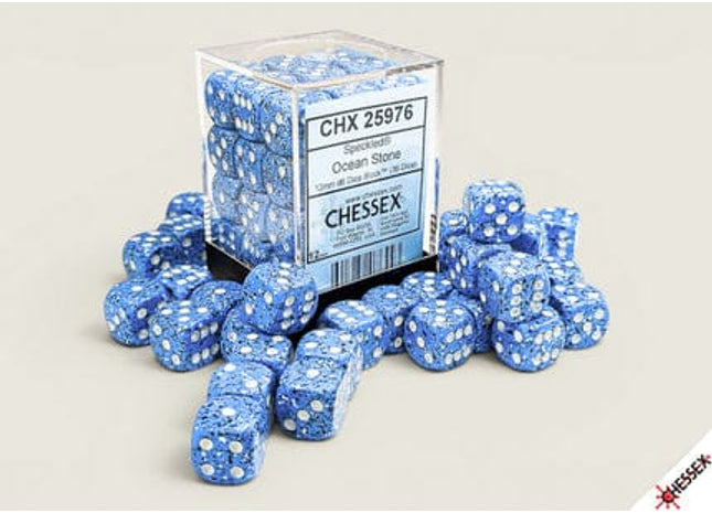 Gamers Guild AZ Chessex CHX25976 - Chessex Speckled Ocean Stone D6 - 36ct Dice Block (Pre-Order) AGD