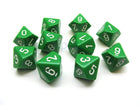 Gamers Guild AZ Chessex CHX26205 - Chessex Set of Ten d10 Opaque Green / White Chessex