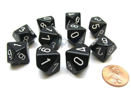 Gamers Guild AZ Chessex CHX26208 - Chessex Set of Ten d10 Opaque Black / White - Black Friday Chessex