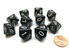 Gamers Guild AZ Chessex CHX26208 - Chessex Set of Ten d10 Opaque Black / White Chessex