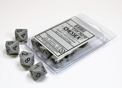 Gamers Guild AZ Chessex CHX26210 - Chessex Set of Ten D10 Opaque Dark Grey / Black - Black Friday Chessex