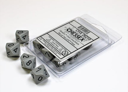 Gamers Guild AZ Chessex CHX26210 - Chessex Set of Ten D10 Opaque Dark Grey / Black Chessex