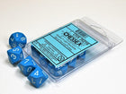 Gamers Guild AZ Chessex CHX26216 - Chessex Set of Ten D10 Opaque Light Blue / White Chessex