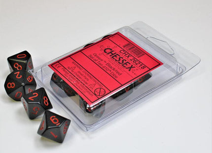 Gamers Guild AZ Chessex CHX26218 - Chessex Set of Ten D10 Opaque Black / Red Chessex
