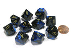 Gamers Guild AZ Chessex CHX26235 - Chessex Set of Ten D10 Gemini Black Blue / Gold Chessex