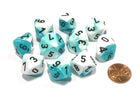 Gamers Guild AZ Chessex CHX26244 - Chessex Set of Ten D10 Gemini Teal White / Black Chessex