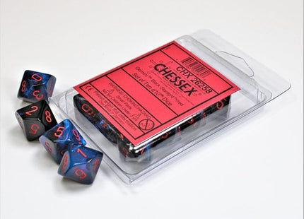 Gamers Guild AZ Chessex CHX26258 - Chessex Set of Ten D10 Gemini Black Starlight / Gold Chessex