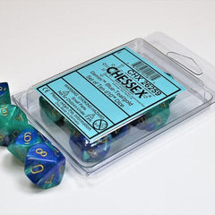Gamers Guild AZ Chessex CHX26259 - Chessex Set of Ten D10 Gemini Blue Teal / Gold Chessex