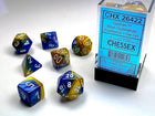 Gamers Guild AZ Chessex CHX26422 - Chessex 7 Die Set Blue / Gold Gemini - Black Friday Chessex