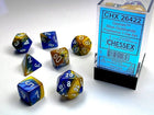Gamers Guild AZ Chessex CHX26422 - Chessex 7 Die Set Blue / Gold Gemini Chessex