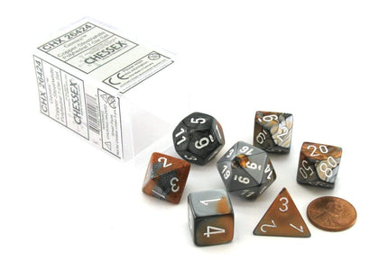 Gamers Guild AZ Chessex CHX26424 - Chessex 7 Die Set Copper/Steel Gemini - Black Friday Chessex