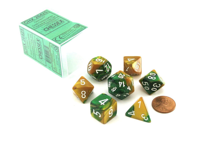 Gamers Guild AZ Chessex CHX26425 CHESSEX GOLD / GREEN 7 DIE GEMINI Chessex