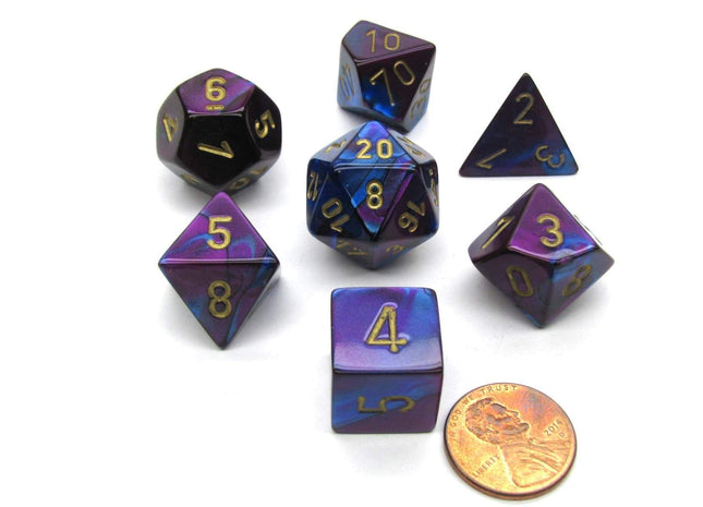 Gamers Guild AZ Chessex CHX26428 - Chessex 7 Die Set Blue Purple/Gold Gemini Chessex
