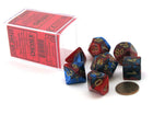 Gamers Guild AZ Chessex CHX26429 - Chessex 7 Die Set Blue Red/Gold Gemini Chessex