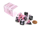 Gamers Guild AZ Chessex CHX26430 - Chessex 7 Die Set Black Pink / White Gemini Chessex