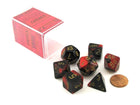 Gamers Guild AZ Chessex CHX26433 - Chessex 7 Die Set Black Red/Gold Gemini Chessex