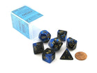 Gamers Guild AZ Chessex CHX26435 - Chessex 7 Die Set Black Blue/Gold Gemini Chessex