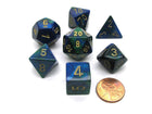 Gamers Guild AZ Chessex CHX26436 - Chessex 7 Die Set Blue Green / Gold Gemini Chessex