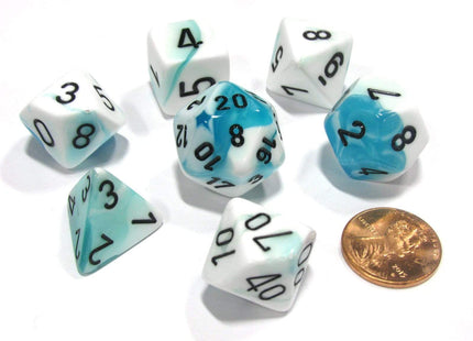 Gamers Guild AZ Chessex CHX26444 - Chessex 7 Die Set Teal White / Black Gemini Chessex