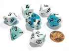 Gamers Guild AZ Chessex CHX26444 - Chessex 7 Die Set Teal White / Black Gemini Chessex