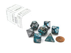 Gamers Guild AZ Chessex CHX26456 - Chessex 7 Die Set Steel Teal / White Gemini Chessex