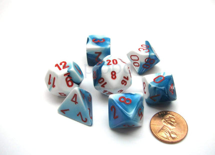 Gamers Guild AZ Chessex CHX26457 -  Chessex 7 Die Astral Blue White/Red Gemini Chessex