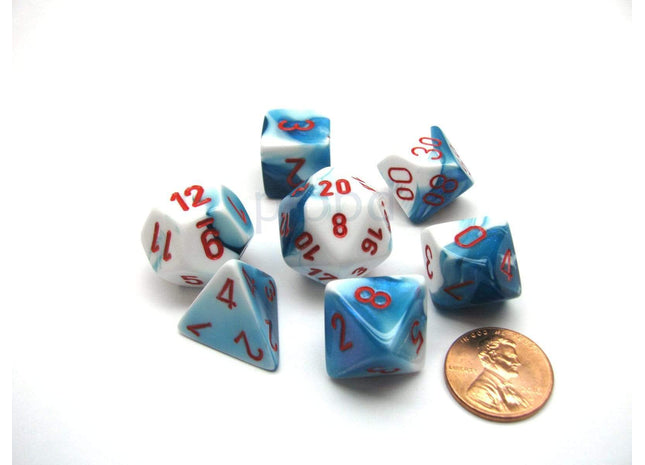 Gamers Guild AZ Chessex CHX26457 -  Chessex 7 Die Astral Blue White/Red Gemini Chessex