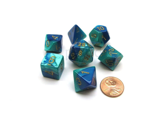 Gamers Guild AZ Chessex CHX26459 - Chessex 7 Die Set Blue Teal/Gold - Black Friday Chessex