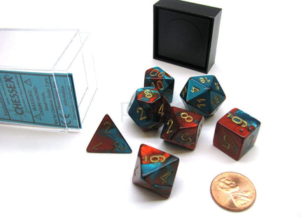 Gamers Guild AZ Chessex CHX26462 - Chessex 7 Die Set Red Teal / Gold Gemini Chessex