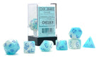 Gamers Guild AZ Chessex CHX26465 - Chessex 7 Die Set Gemini Pearl Turquoise-White/Blue Luminary Chessex