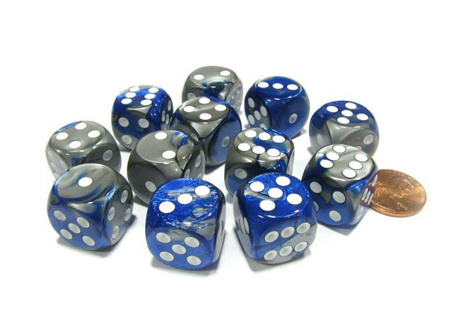 Gamers Guild AZ Chessex CHX26623 - Chessex 16mm Blue / Steel Gemini Chessex