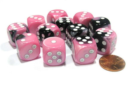 Gamers Guild AZ Chessex CHX26630 - Chessex 16mm Black Pink / White Gemini Chessex