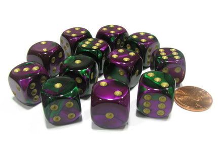 Gamers Guild AZ Chessex CHX26634 - Chessex 16mm Green Purple / Gold Gemini Chessex