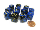 Gamers Guild AZ Chessex CHX26635 - Chessex 16mm Black Blue / Gold Gemini Chessex