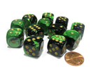 Gamers Guild AZ Chessex CHX26639 - Chessex 16mm Black Green / Gold Gemini Chessex